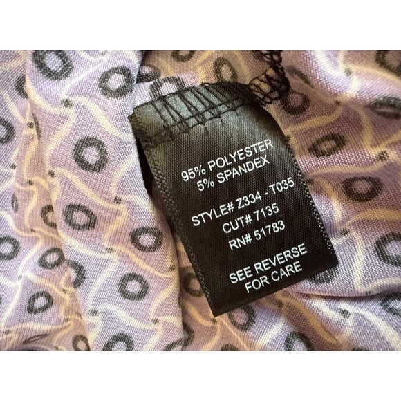 Purple Geometric Print Short-Sleeve Top With Black Accents & Bow Detail Womens M - Picture 7 of 7
